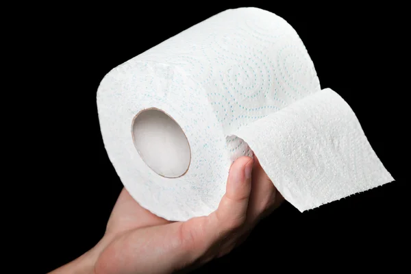 Toilet paper in hand — Stock Photo, Image