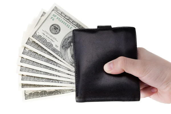 Dollar currency wallet in hand — Stock Photo, Image