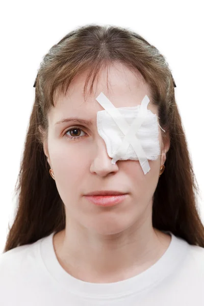 Plaster patch on wound eye — Stock Photo, Image