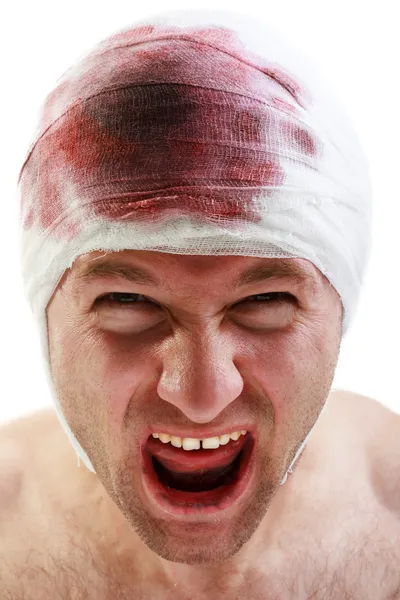 Bandage på blod sår huvud — Stockfoto