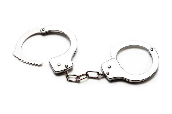 Crime Law Arrest Police Steel Handcuffs Isolated — Stock Photo, Image