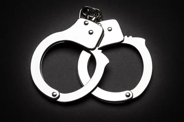 Crime Law Arrest Police Steel Handcuffs Isolated — Stock Photo, Image