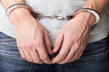 Police law steel handcuffs arrest crime human hand clipart