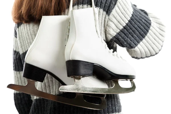 妇女举行冬季活动溜冰场冰体育滑板 — 图库照片