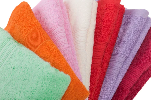 Czystej Bawełny Włókienniczych Ręcznik Składany Stos Białym Tle — Zdjęcie stockowe