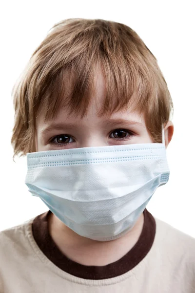 Dítě v medicíně maska — Stock fotografie