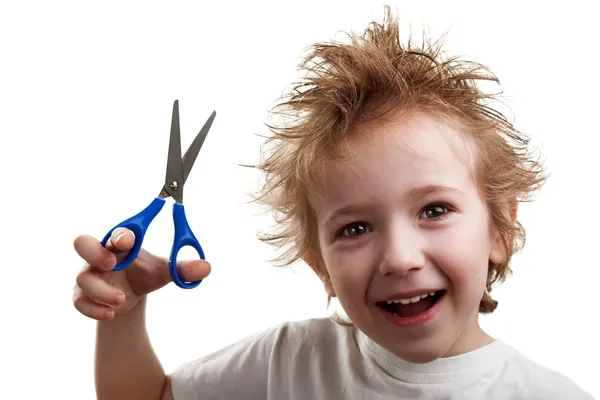 Child holding scissors — Stock Photo, Image