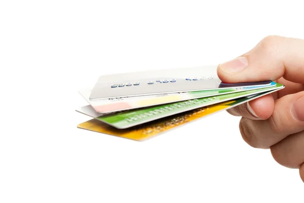 Hand holding credit cards — Stock Photo, Image