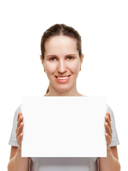 Blank card in women hand — Stock Photo, Image