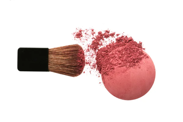 Crushed blush and brush — Stock Photo, Image