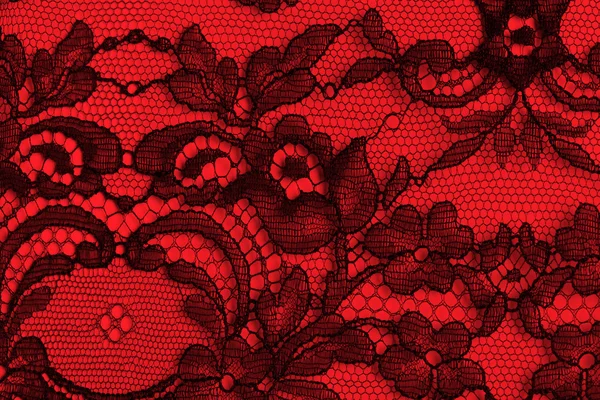 Black and red fine lace texture — Stock Photo, Image