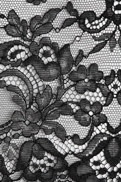 Czarny grzywny koronki kwiatowy tekstura — Zdjęcie stockowe