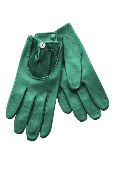 stock image Green leather gloves isolated on white