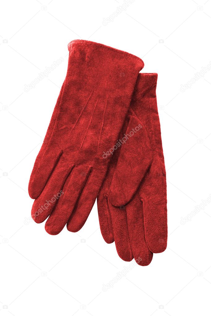 Red gloves isolated on white
