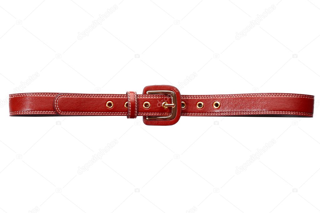 Brown leather belt. Isolated on white background