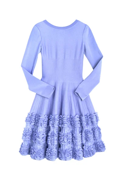 白で隔離される罰金の青い女性ドレス — ストック写真