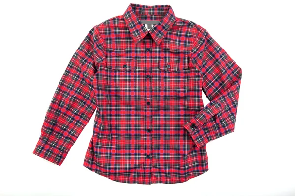 Camisa vermelha cheskered menino — Fotografia de Stock