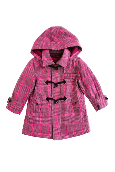 白で隔離される幼児の女の子のピンクのコート — ストック写真