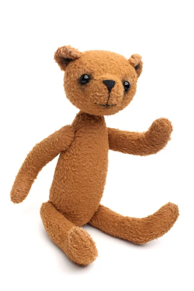 Vintage Teddybeer Geïsoleerd Wit — Stockfoto