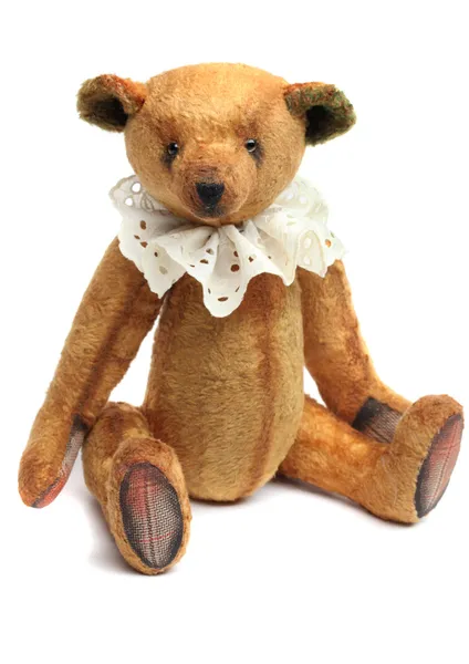 Vintage Teddybeer Geïsoleerd Wit — Stockfoto