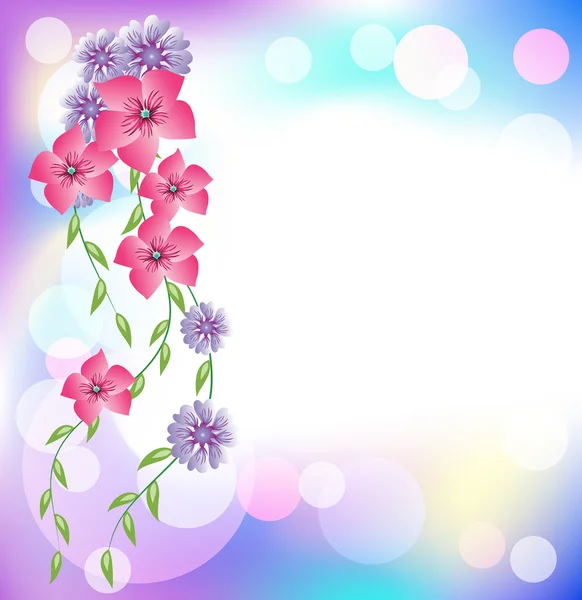 Glödande bakgrund med blommor — Stock vektor