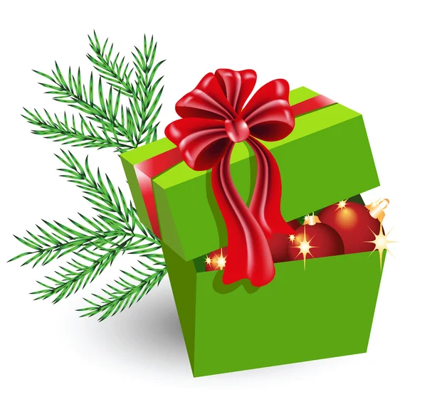 Dárková krabička s vánoční ozdoby — Stockový vektor
