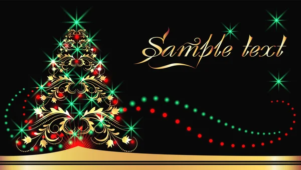 Sapin doré de Noël — Image vectorielle