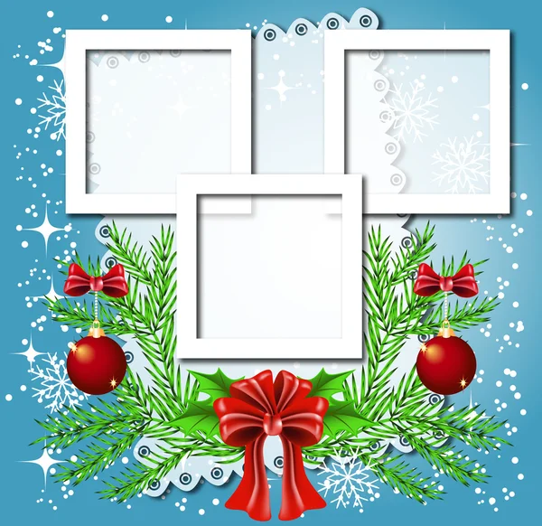Christmas background with frame for photos or text box — Stock Vector