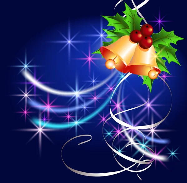 Sfondo natalizio con campane e stelle — Vettoriale Stock