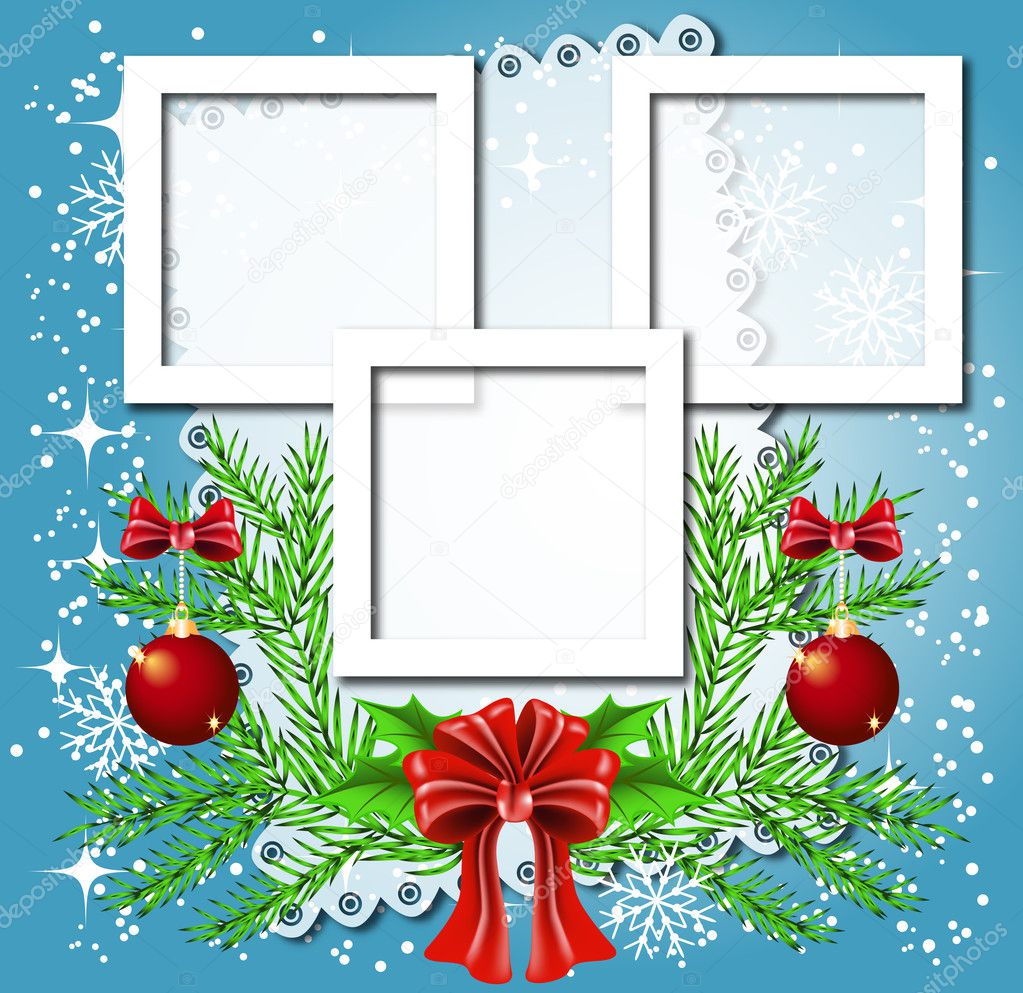 Christmas background with frame for photos or text box