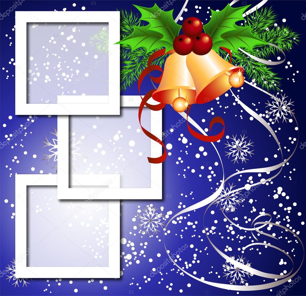 Christmas background with frame and bells