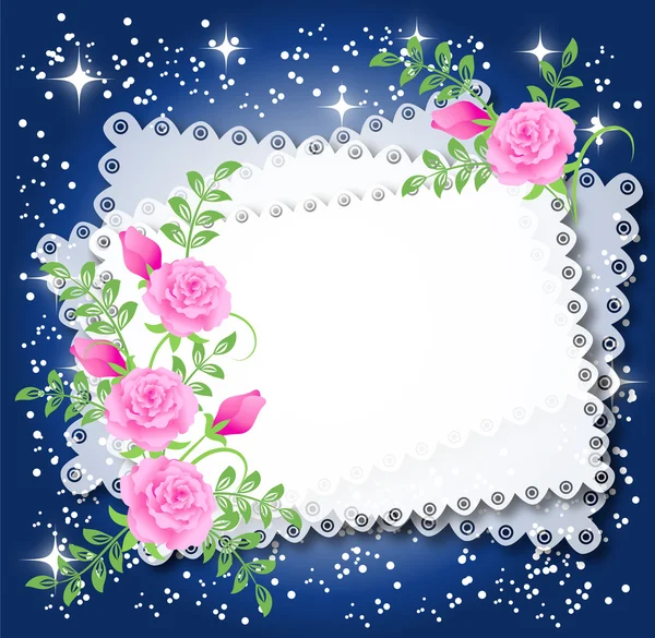 Floral φόντο με αστέρια και ένα μέρος για κείμενο ή φωτογραφία — Διανυσματικό Αρχείο