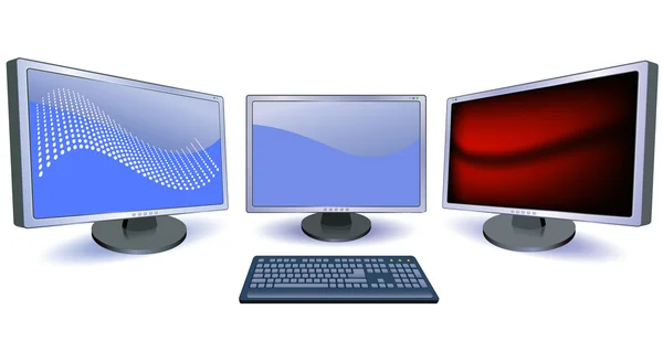 Boom-monitoren en toetsenbord — Stockvector