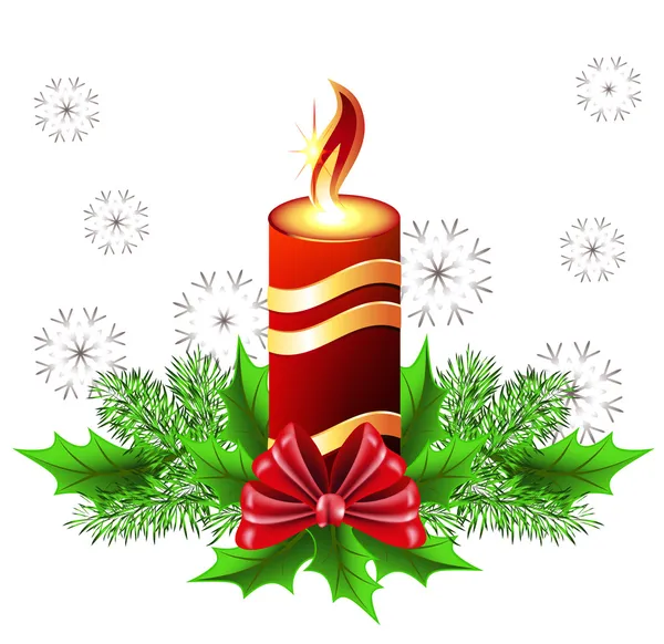 Jul brinnande ljus — Stock vektor
