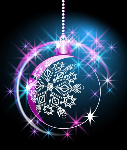 Christmas Ball Sparkling Stars Snowflakes — Stock Vector