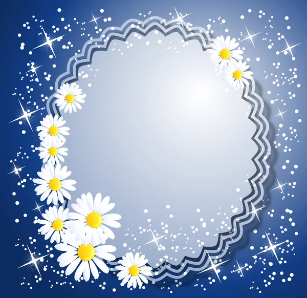 Blumenhintergrund mit Sternen und einem Platz für Text oder Foto — Stockvektor