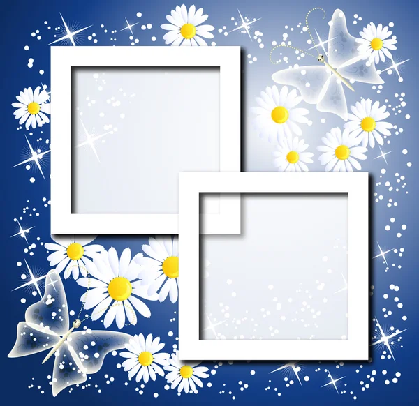 Cartão postal de layout de página com flores, borboleta para inserir texto — Vetor de Stock