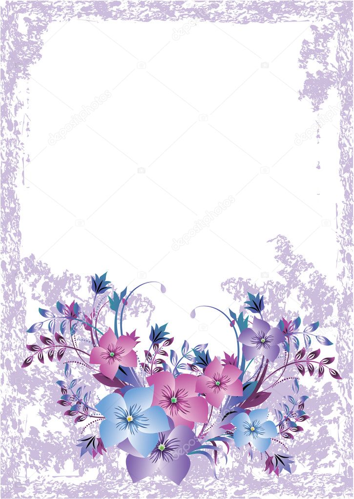 Grunge card with flowers