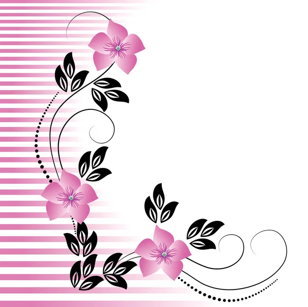 带区卷的鲜花装饰 — 图库矢量图片
