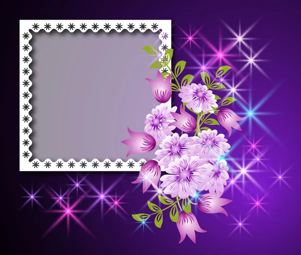 Page Layout Photo Album Flowers Stars — Stock Vector
