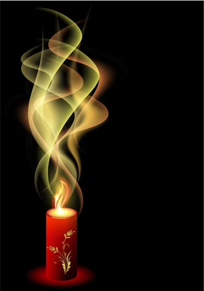 Burning candle with smoke — Stock Vector