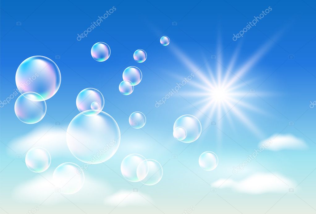 Sky, clouds, bubbles and sunshine bubbles