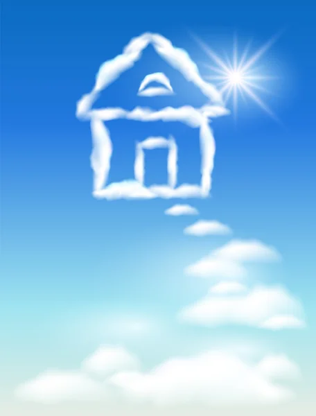 Σπίτι σύννεφο στον ουρανό — Διανυσματικό Αρχείο