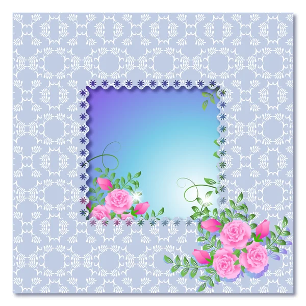 Background Frame Roses Place Text Photo — Stock Vector