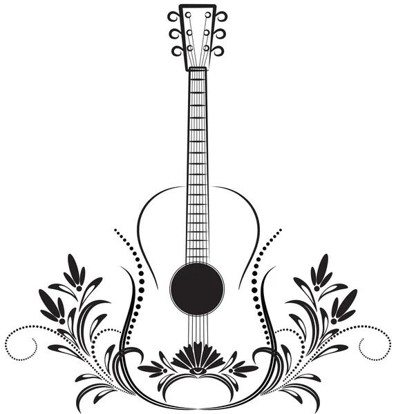 Guitare Ornement Décoratif — Image vectorielle
