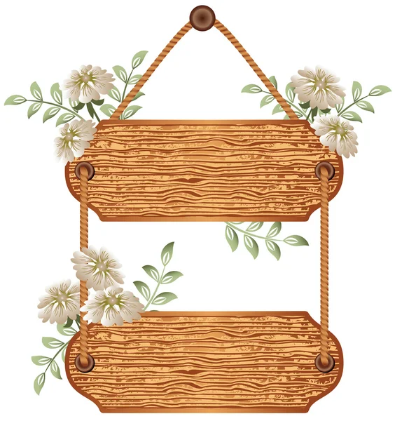 テキストのための花と木の看板 — ストックベクタ