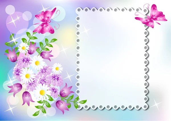 Hintergrund Mit Serviette Und Blumen Und Einem Platz Für Text — Stockvektor