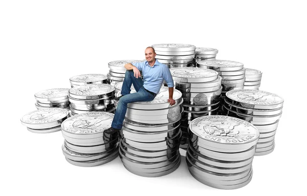 Smiling man on dollar coin — Stock Photo, Image