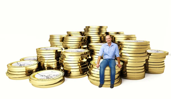 Homem na moeda de euro 3d — Fotografia de Stock