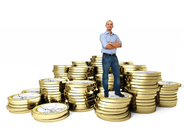 Jistý muž na peníze mince — Stock fotografie